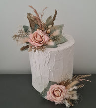 Load image into Gallery viewer, 2 x Flower cake topper in blush, sage & gold