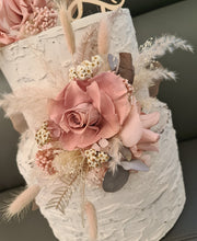 Load image into Gallery viewer, Fully preserved double cake topper in mauve & dusty pink