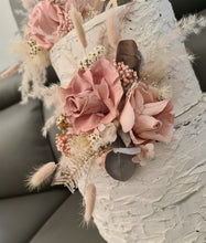 Load image into Gallery viewer, Fully preserved double cake topper in mauve & dusty pink