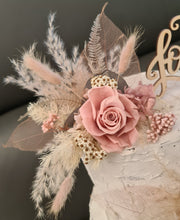 Load image into Gallery viewer, Fully preserved double cake topper in mauve & dusty pink