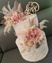 Load image into Gallery viewer, Fully preserved double cake topper in mauve & dusty pink