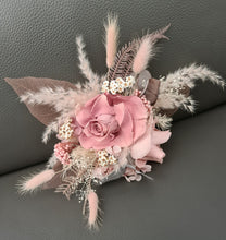 Load image into Gallery viewer, Fully preserved double cake topper in mauve & dusty pink