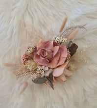 Load image into Gallery viewer, Fully preserved double cake topper in mauve & dusty pink