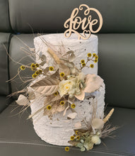 Load image into Gallery viewer, Double floral cake topper, yellow, sage & champagne gold
