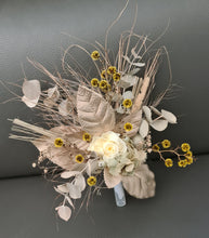 Load image into Gallery viewer, Double floral cake topper, yellow, sage & champagne gold