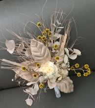 Load image into Gallery viewer, Double floral cake topper, yellow, sage & champagne gold