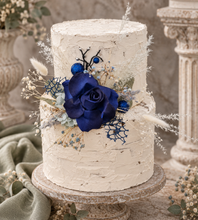 Load image into Gallery viewer, Floral cake topper in blue, green & white with the glitter