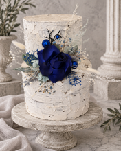 Load image into Gallery viewer, Floral cake topper in blue, green & white with the glitter