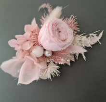 Load image into Gallery viewer, Mini preserved peony corsage & buttonhole - baby & dusty pink colours – school formal