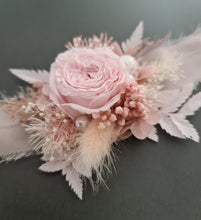 Load image into Gallery viewer, Mini preserved peony corsage & buttonhole - baby & dusty pink colours – school formal