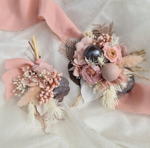 Load image into Gallery viewer, Preserved flowers dusty & blush pink corsage & buttonhole - School formal / wedding