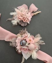 Load image into Gallery viewer, Preserved flowers dusty & blush pink corsage & buttonhole - School formal / wedding
