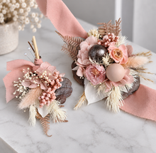 Load image into Gallery viewer, Preserved flowers dusty & blush pink corsage & buttonhole - School formal / wedding