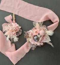 Load image into Gallery viewer, Preserved flowers dusty & blush pink corsage & buttonhole - School formal / wedding