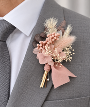 Load image into Gallery viewer, Preserved flowers dusty & blush pink corsage & buttonhole - School formal / wedding