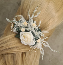 Load image into Gallery viewer, Larger size flower comb in green, white & neutral colours