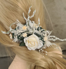 Load image into Gallery viewer, Larger size flower comb in green, white & neutral colours