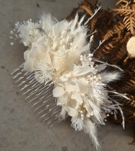 Load image into Gallery viewer, Larger size white preserved flowers comb – Wedding, school formal, engagement
