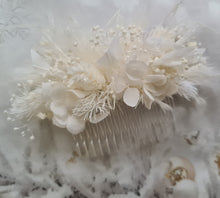 Load image into Gallery viewer, Larger size white preserved flowers comb – Wedding, school formal, engagement