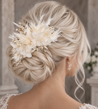 Load image into Gallery viewer, Larger size white preserved flowers comb – Wedding, school formal, engagement