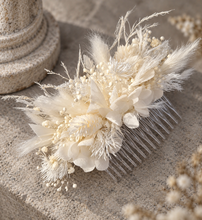 Load image into Gallery viewer, Larger size white preserved flowers comb – Wedding, school formal, engagement