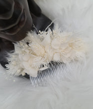 Load image into Gallery viewer, Larger size white preserved flowers comb – Wedding, school formal, engagement