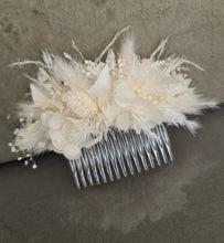 Load image into Gallery viewer, Larger size white preserved flowers comb – Wedding, school formal, engagement