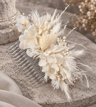Load image into Gallery viewer, Larger size white preserved flowers comb – Wedding, school formal, engagement
