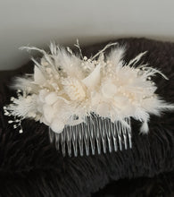 Load image into Gallery viewer, Larger size white preserved flowers comb – Wedding, school formal, engagement