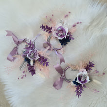 Load image into Gallery viewer, 3 x Cake toppers flower rings - white, violet, pink purple & silver - Cake decor