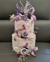Load image into Gallery viewer, 3 x Cake toppers flower rings - white, violet, pink purple & silver - Cake decor