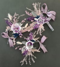 Load image into Gallery viewer, 3 x Cake toppers flower rings - white, violet, pink purple & silver - Cake decor