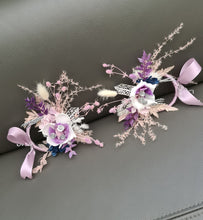 Load image into Gallery viewer, 3 x Cake toppers flower rings - white, violet, pink purple & silver - Cake decor
