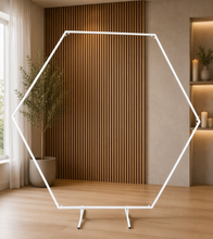 Load image into Gallery viewer, White Metal Hexagonal Backdrop - HIRE ONLY
