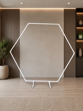 Load image into Gallery viewer, White Metal Hexagonal Backdrop - HIRE ONLY