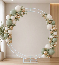 Load image into Gallery viewer, Double Circle Backdrop – White Metal - HIRE ONLY