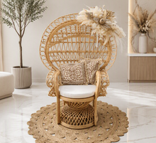 Load image into Gallery viewer, Boho Queen Peacock Chair with chair flowers - HIRE ONLY