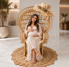Load image into Gallery viewer, Boho Queen Peacock Chair with chair flowers - HIRE ONLY