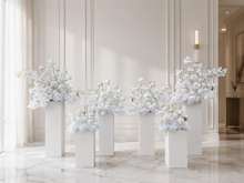 Load image into Gallery viewer, White floor / plinth flowers MEDIUM – 2 available - HIRE ONLY