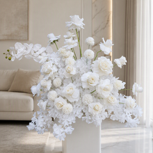 Load image into Gallery viewer, White floor / plinth flowers LARGE – 4 available - HIRE ONLY