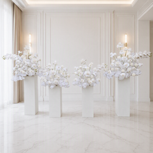 Load image into Gallery viewer, White floor / plinth flowers LARGE – 4 available - HIRE ONLY