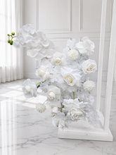 Load image into Gallery viewer, White hanging flowers MEDIUM - backdrop / arbour / easel - HIRE ONLY