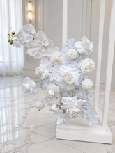 Load image into Gallery viewer, White hanging flowers MEDIUM - backdrop / arbour / easel - HIRE ONLY