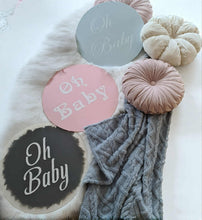 Load image into Gallery viewer, Oh Baby – 50cm acrylic rounds sign – 3 colours available - HIRE ONLY