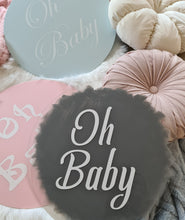 Load image into Gallery viewer, Baby shower green / pink flowers & easel - Oh Baby - Welcome sign - HIRE ONLY
