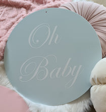 Load image into Gallery viewer, Baby shower green / pink flowers & easel - Oh Baby - Welcome sign - HIRE ONLY