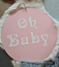 Load image into Gallery viewer, Baby shower green / pink flowers & easel - Oh Baby - Welcome sign - HIRE ONLY