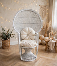 Load image into Gallery viewer, White peacock chair with cushions LARGE - HIRE ONLY