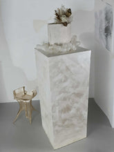 Load image into Gallery viewer, Pearl White textured acrylic plinth cake / flower stand - 90cm tall
