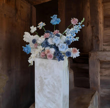 Load image into Gallery viewer, Pearl White textured acrylic plinth cake / flower stand - 90cm tall